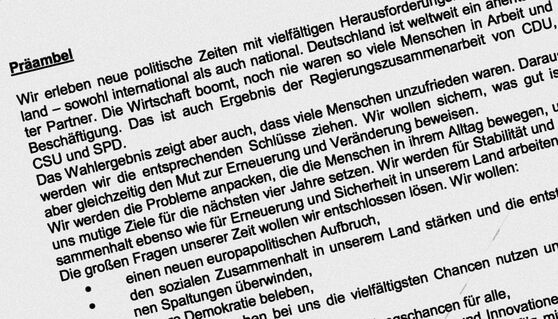 Auszug aus der Präambel der Sondierungsergebnisse